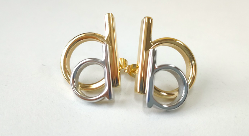 Stainless steel earrings in yellow and white gold vermeil-0