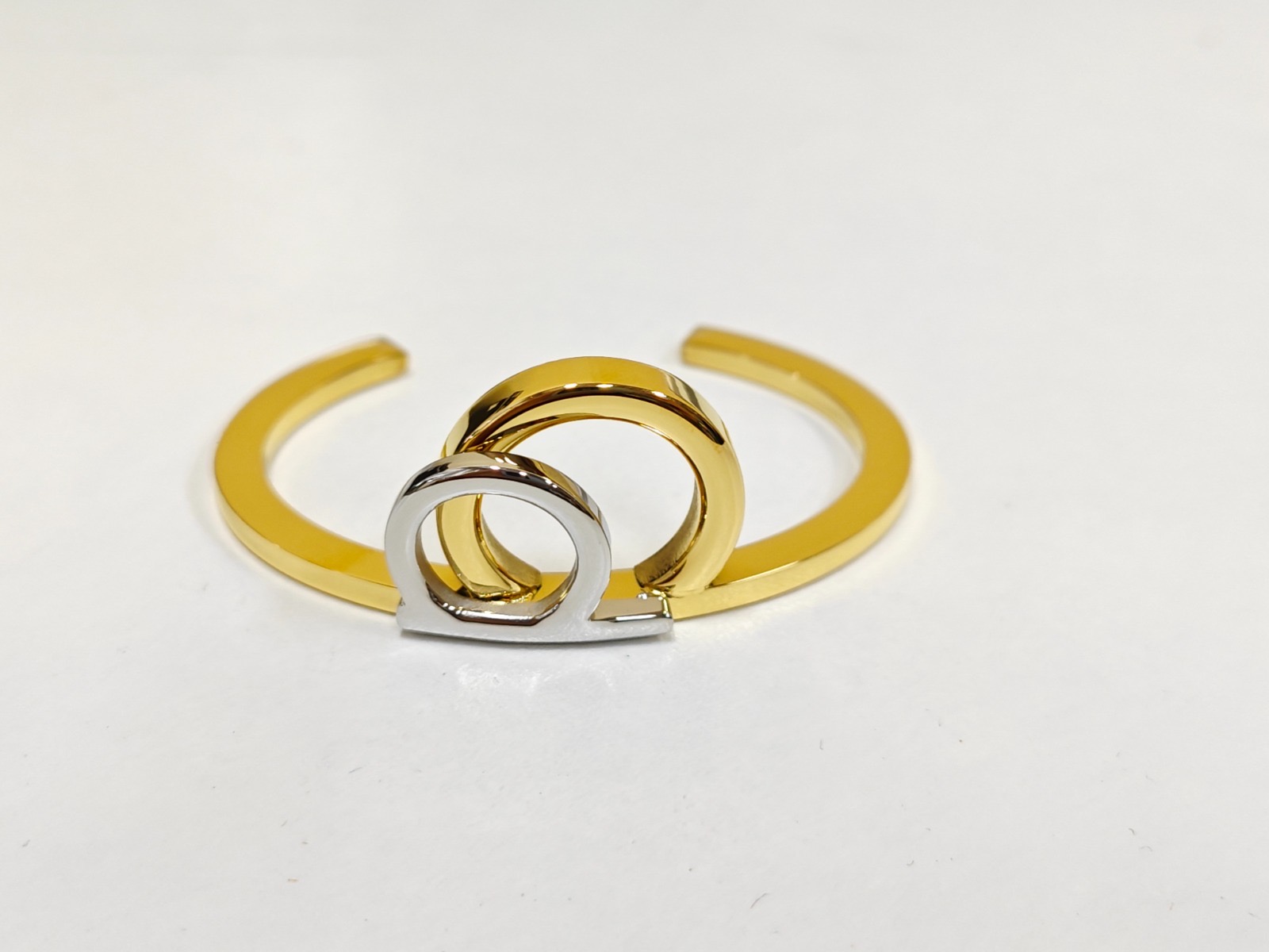 Stainless steel bracelet in yellow and white gold vermeil-0