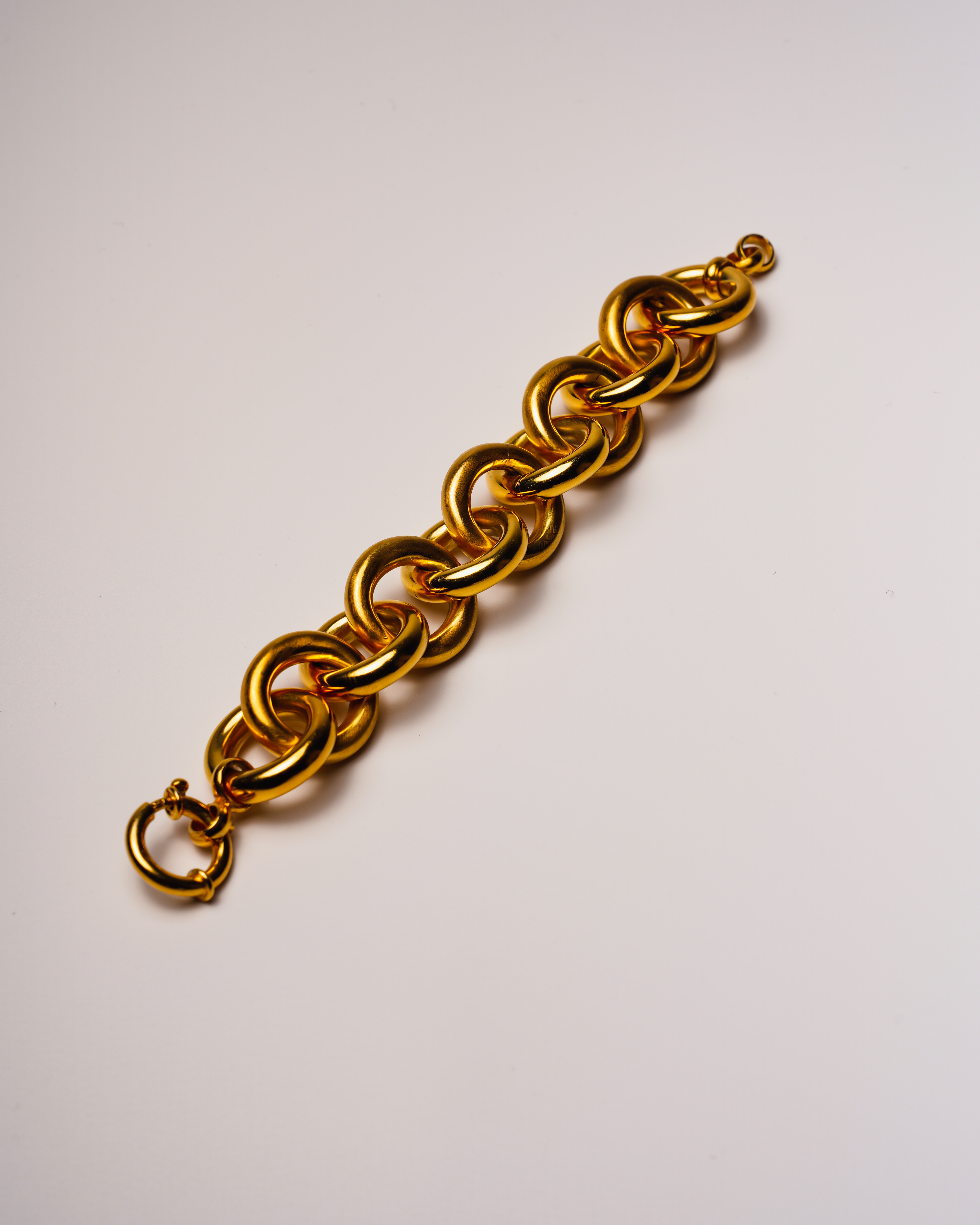 24K yellow gold vermeil statement chain bracelet in 925 silver