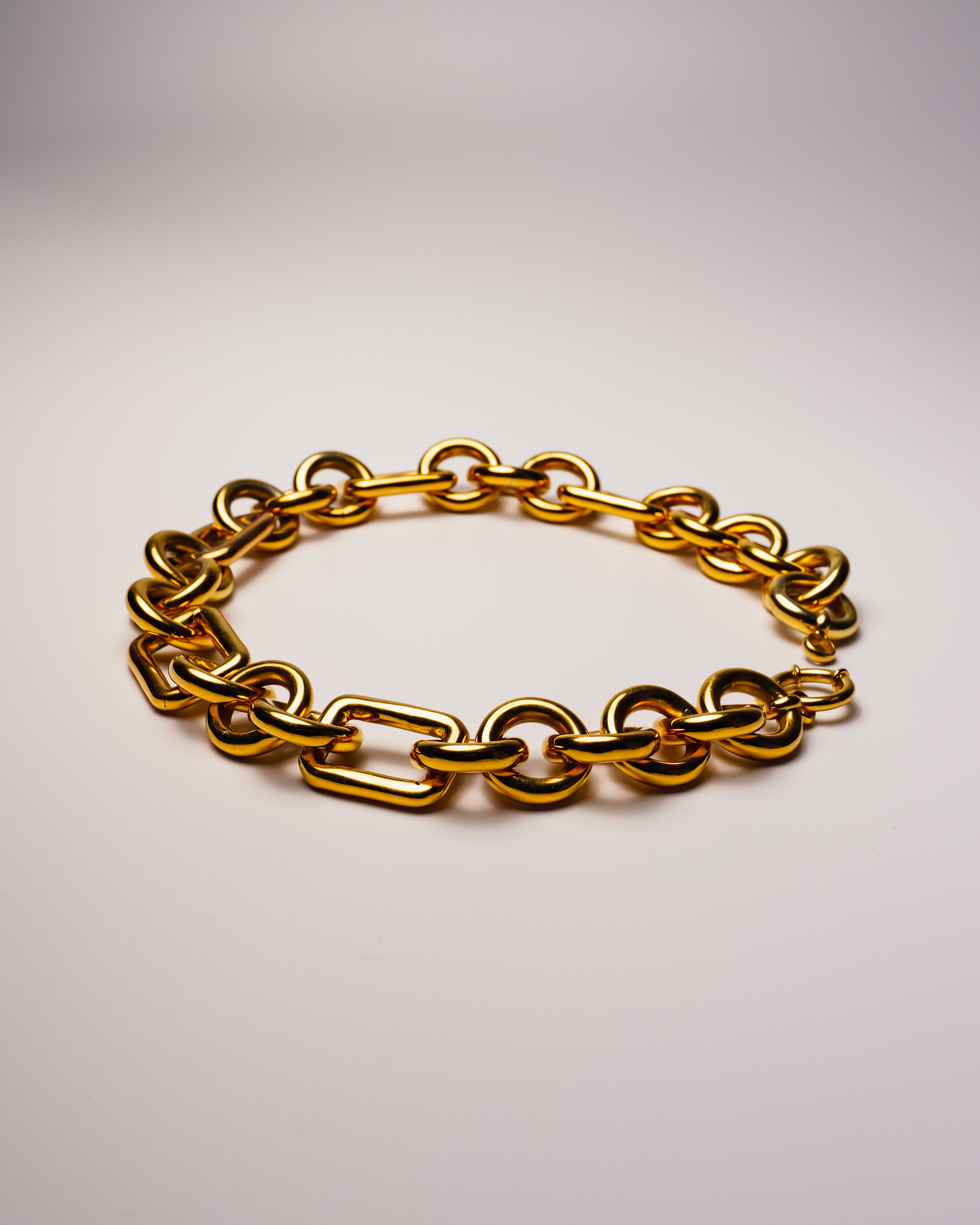 24K yellow gold vermeil square chain bracelet in 925 silver