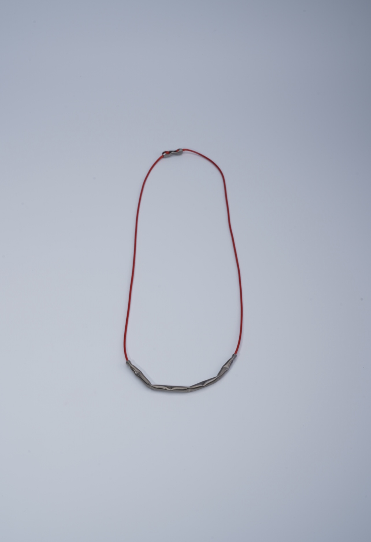 24K white gold vermeil necklace in 925 silver with red silk cord