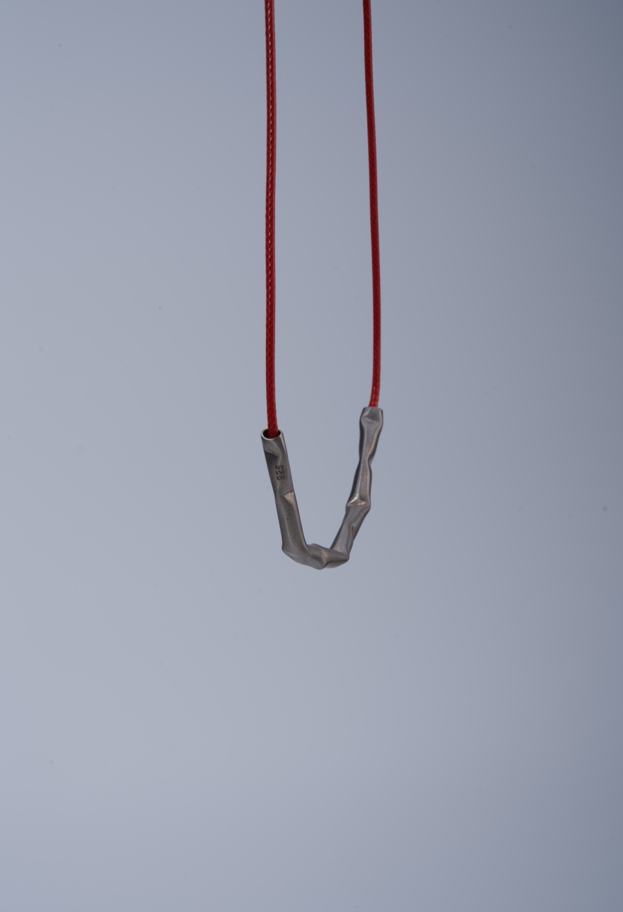 24K white gold vermeil necklace in 925 silver with red silk cord-1