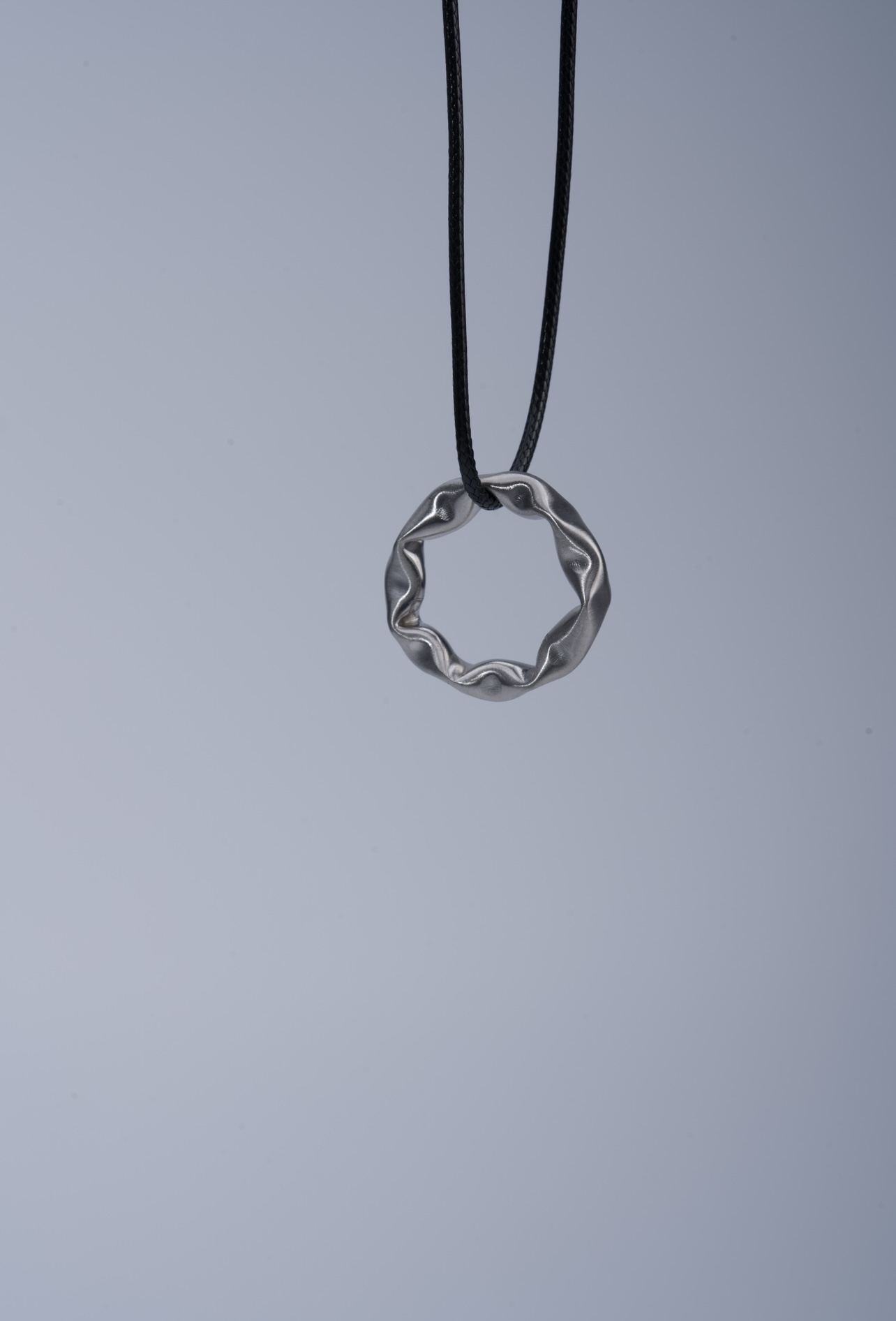 24K white gold vermeil pendant in 925 silver with black silk cord-0