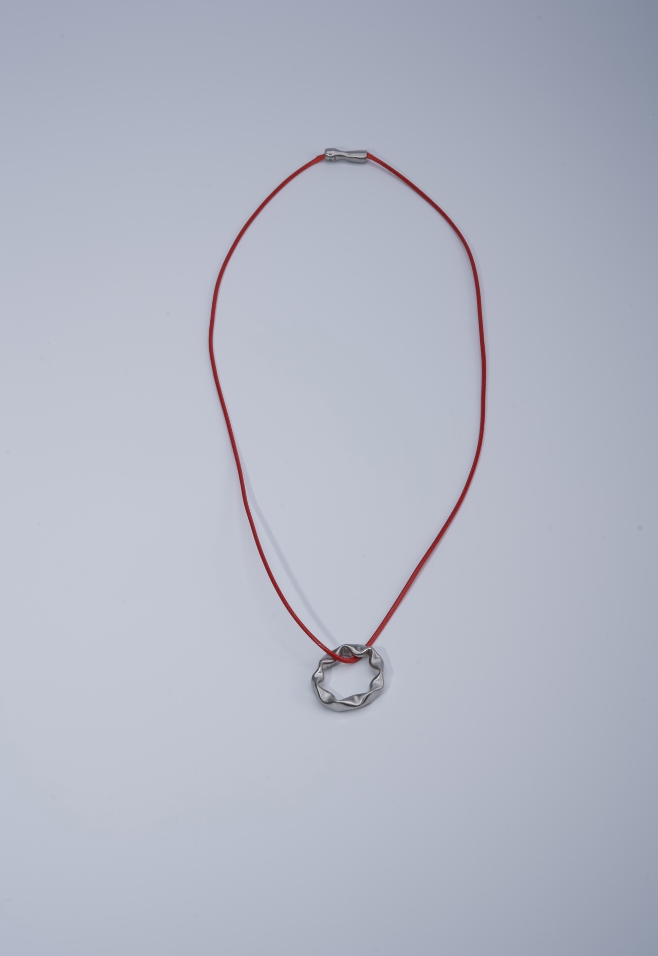 24K white gold vermeil pendant in 925 silver with red silk cord-1